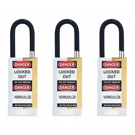 Abus Keyed Padlock, Open, Rectangular Steel Body, Hardened Steel Shackle, 3/4 in W, 3 PK 20182