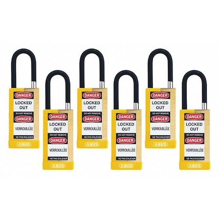 Abus Keyed Padlock, Open, Rectangular Steel Body, Hardened Steel Shackle, 3/4 in W, 6 PK 20136