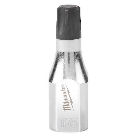 Milwaukee Tool Socket, S2Stl, T55, Torx, Chrm, 0.375in 45-34-1018