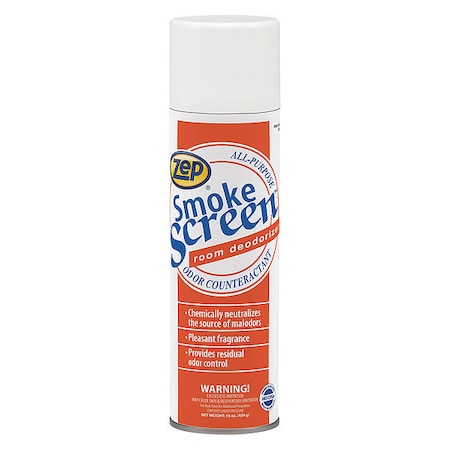 Zep Smoke Screen Room Deodorizer, Odor Eliminator, 16 oz, Aerosol Can, PK12 18701
