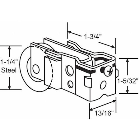 Zoro Select Roller Assembly 3" L, Steel Plated 9-215