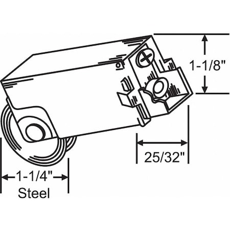 Zoro Select Roller Assembly 2-51/64" L, Steel Plated 9-214