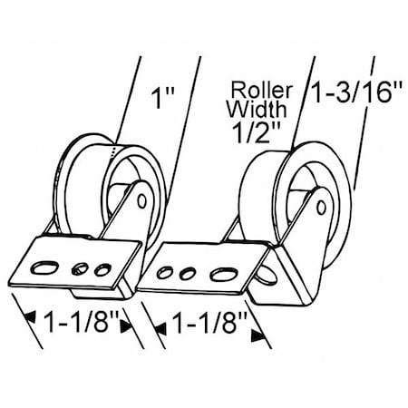 Zoro Select Drawer Front Roller Set, 1/4" H 900-11808