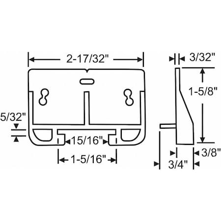 Zoro Select Drawer Track Guide, 1-1/4" H 45-14
