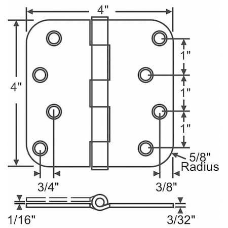 Zoro Select Door and Butt Hinge, Steel, Full Mortise Mounting, 4 in Leaf W x 4 in Leaf H, Satin Nickel 56-179SNK