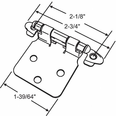 Zoro Select Butt Hinge, Steel, Full Surface Mounting, 1/2 in Leaf W x 1 5/8 in Leaf H, Satin Nickel 45-236SNK