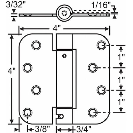 Zoro Select Door and Butt Hinge, Steel, Full Mortise Mounting, 4 in Leaf W x 4 in Leaf H, Satin Nickel 8-468SNK