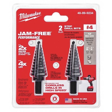 Milwaukee Tool Step Drill Bit Set No. 4, PK2 48-89-9234