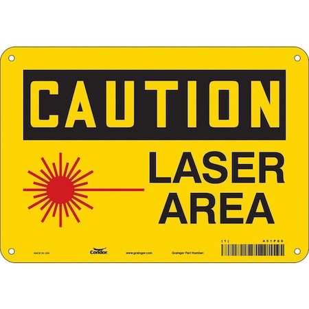 Condor Laser Warning Sign, 7 in H, 10 in W, Polyethylene, Vertical Rectangle, 451P86 451P86