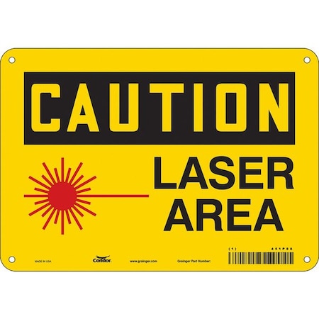 Condor Laser Warning Sign, 7 in H, 10 in W, Vinyl, Vertical Rectangle, 451P88 451P88