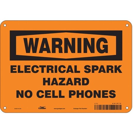 Condor Safety Sign Cell Phone, 7 in Height, 10 in Width, Polyethylene, Vertical Rectangle, English 451P73