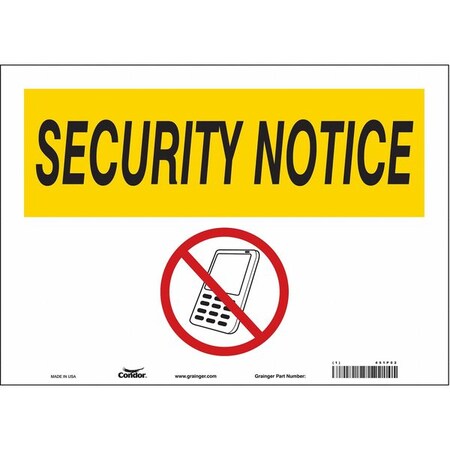 Condor Safety Sign Cell Phone, 10 in H, 14 in W, Vinyl, Horizontal Rectangle, English, 451P02 451P02