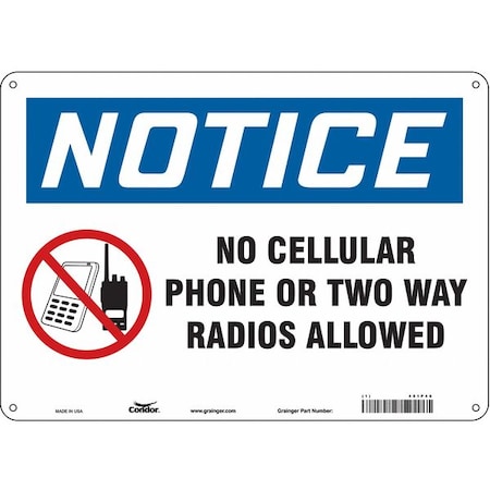 Condor Safety Sign Cell Phone, 10 in H, 14 in W, Polyethylene, Horizontal Rectangle, English, 451P46 451P46