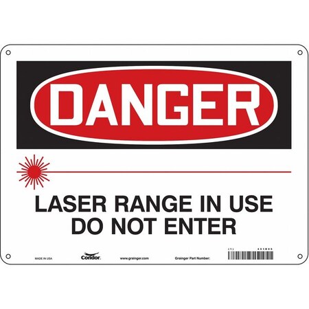 Condor Laser Warning Sign, 10 in H, 14 in W, Polyethylene, Horizontal Rectangle, 451R95 451R95