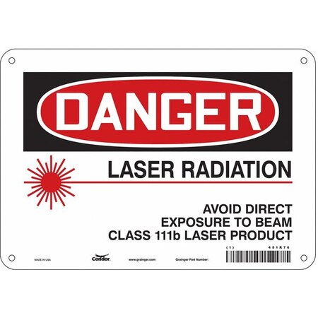 Condor Laser Warning Sign, 7 in H, 10 in W, Polyethylene, Vertical Rectangle, 451R76 451R76