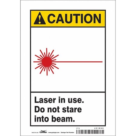Condor Radiation & Laser Sign, 10 in H x 7 in W, Vinyl, Horizontal Rectangle 451R08
