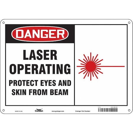 Condor Safety Sign, 10 in Height, 14 in Width, Aluminum, Horizontal Rectangle, English, 451R38 451R38