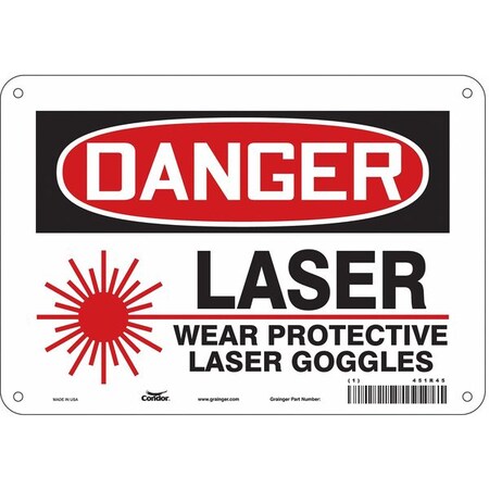 Condor Laser Warning Sign, 7 in H, 10 in W, Polyethylene, Vertical Rectangle, 451R45 451R45