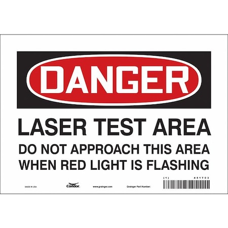 Condor Laser Warning Sign, 7 in H, 10 in W, Vinyl, Vertical Rectangle, 451T03 451T03