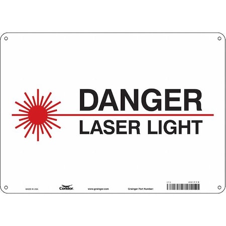 Condor Laser Warning Sign, 10 in H, 14 in W, Polyethylene, Horizontal Rectangle, 451T19 451T19