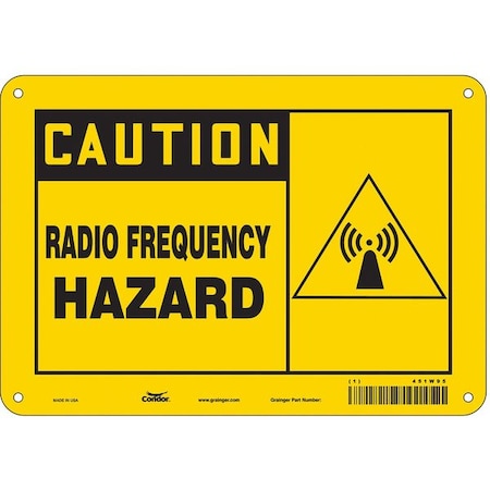 Condor Safety Sign Radiofrequency/Microwave, 7 in Height, 10 in Width, Aluminum, Vertical Rectangle 451W95