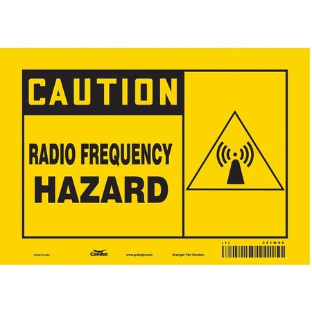 Condor Safety Sign Radiofrequency/Microwave, 7 in Height, 10 in Width, Vinyl, Vertical Rectangle, English 451W99