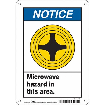 Condor Safety Sign Radiofrequency/ Microwave, 10 in H, 7 in W, Polyethylene, Horizontal Rectangle, 451X83 451X83