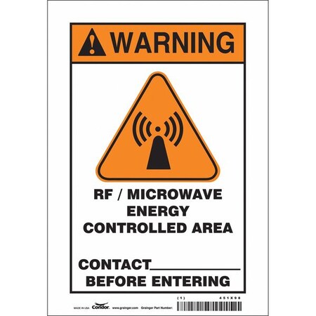Condor Radiation & Laser Sign, 10 in H x 7 in W, Vinyl, Horizontal Rectangle 451X98