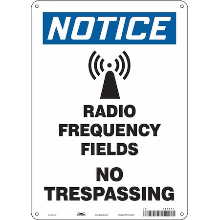 Condor Safety Sign Radiofrequency/ Microwave, 14 in H, 10 in W, Aluminum, Vertical Rectangle, 451X71 451X71