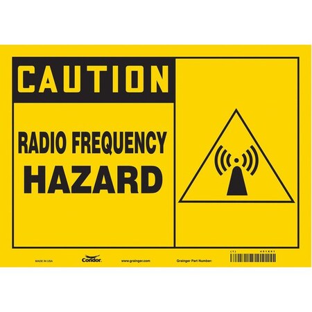 Condor Safety Sign Radiofrequency/Microwave, 10 in Height, 14 in Width, Vinyl, Horizontal Rectangle 451X01