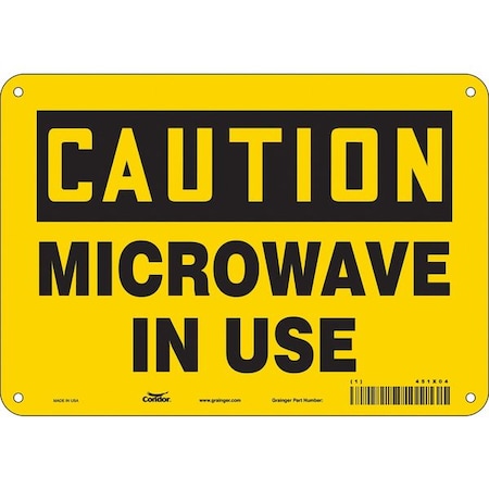 Condor Safety Sign Radiofrequency/ Microwave, 7 in H, 10 in W, Polyethylene, Vertical Rectangle, 451X04 451X04