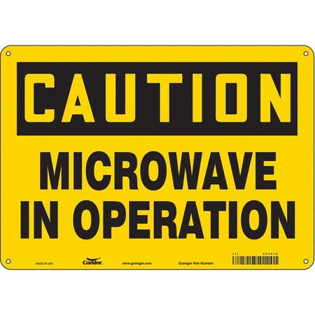 Condor Safety Sign Radiofrequency/ Microwave, 10 in H, 14 in W, Polyethylene, Horizontal Rectangle, 451X12 451X12