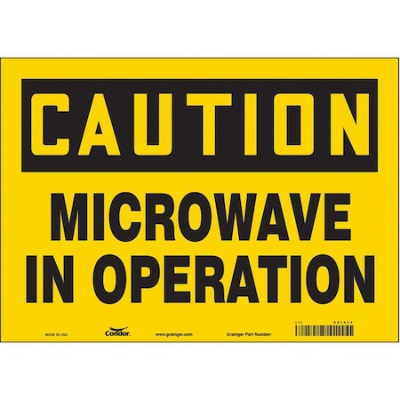 Condor Safety Sign Radiofrequency/ Microwave, 10 in H, 14 in W, Vinyl, Horizontal Rectangle, 451X14 451X14