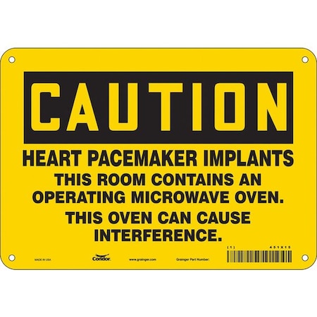 Condor Safety Sign Radiofrequency/ Microwave, 7 in H, 10 in W, Aluminum, Vertical Rectangle, 451X15 451X15