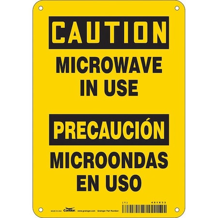 Condor Safety Sign Radiofrequency/ Microwave, 7 in H, 10 in W, Aluminum, Vertical Rectangle, 451X33 451X33