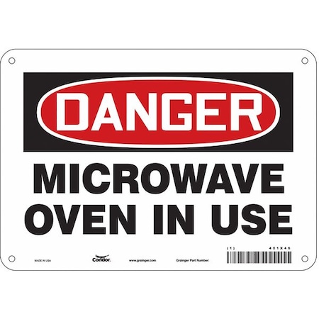 Condor Safety Sign Radiofrequency/ Microwave, 7 in H, 10 in W, Aluminum, Vertical Rectangle, 451X46 451X46