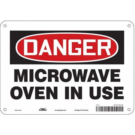 Condor Safety Sign Radiofrequency/ Microwave, 7 in H, 10 in W, Polyethylene, Vertical Rectangle, 451X48 451X48