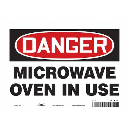 Condor Safety Sign Radiofrequency/Microwave, 7 in H, 10 in W, Vinyl, Vertical Rectangle, 451X50 451X50