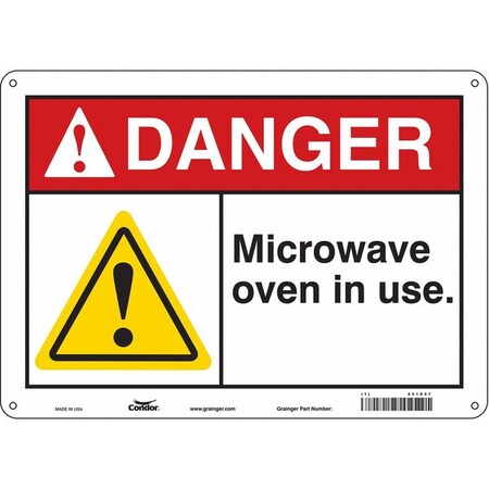 Condor Safety Sign Radiofrequency/ Microwave, 10 in H, 14 in W, Vinyl, Horizontal Rectangle, 451X57 451X57