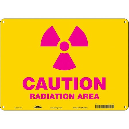 Condor Radiation Safety Sign, 10 in H, 14 in W, Aluminum, Horizontal Rectangle, 451Y83 451Y83