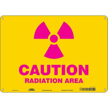 Condor Radiation Safety Sign, 10 in H, 14 in W, Polyethylene, Horizontal Rectangle, 451Y85 451Y85