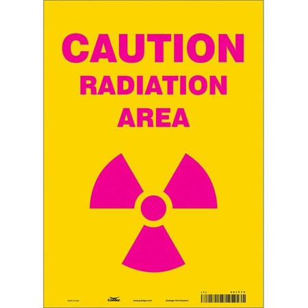 Condor Radiation Safety Sign, 14 in H, 10 in W, Vinyl, Vertical Rectangle, 451Y74 451Y74