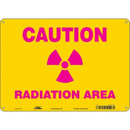Condor Radiation Safety Sign, 10 in H, 14 in W, Aluminum, Horizontal Rectangle, 451Y76 451Y76