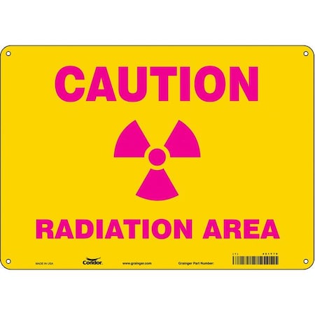 Condor Radiation Safety Sign, 10 in H, 14 in W, Polyethylene, Horizontal Rectangle, 451Y79 451Y79