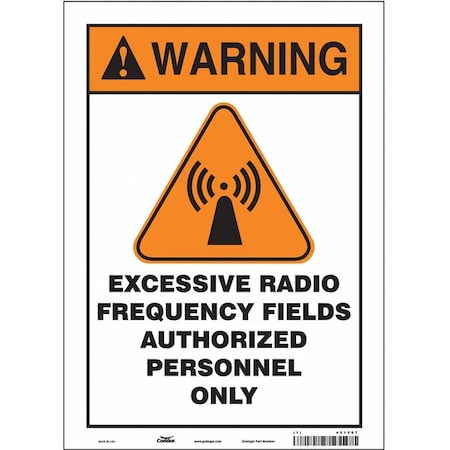 Condor Safety Sign Radiofrequency/Microwave, 14 in Height, 10 in Width, Vinyl, Vertical Rectangle, English 451Y07