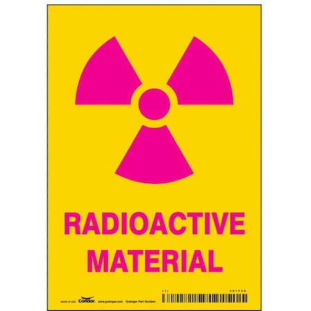 Condor Radiation & Laser Sign, 5 in H x 3 1/2 in W, Vinyl, Vertical Rectangle 451Y20