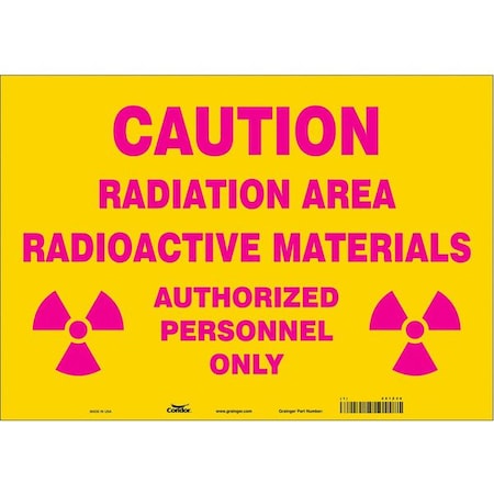 Condor Radiation & Laser Sign, 14 in H x 20 in W, Vinyl, Horizontal Rectangle 451Z36