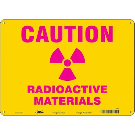 Condor Radiation Safety Sign, 10 in H, 14 in W, Aluminum, Horizontal Rectangle, 451Z60 451Z60