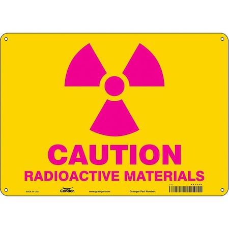 Condor Radiation Safety Sign, 10 in H, 14 in W, Aluminum, Horizontal Rectangle, 451Z68 451Z68