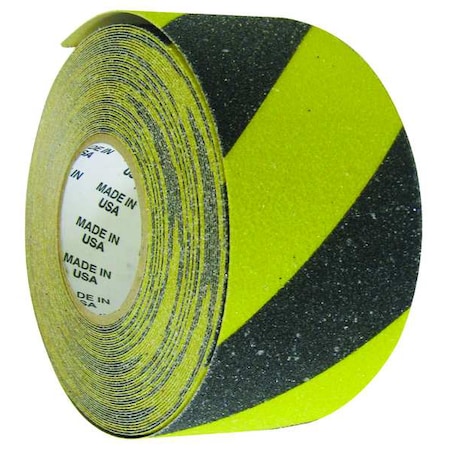 Wooster Products Anti-Slip Tape glass 46 Grit Size, Black/Yellow, 3" W x 60 ft. L, 36 mil Thick MYBS0360R